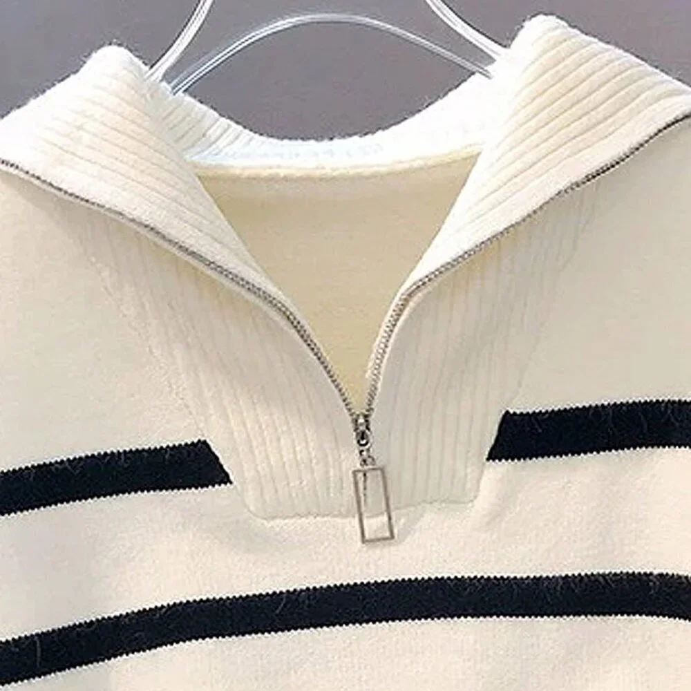 Casual Womens Striped Crew Neck Pullover Sweater Long Sleeve Top